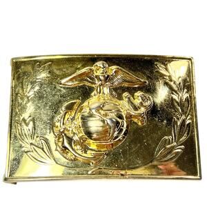 USMC Marine Corps Belt Buckle Anodized Gold Plated Anchor Globe Wreath